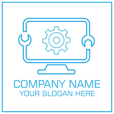 PC Computer Repair Service Logo Template Design Digital Blue Vectorのイラスト素材