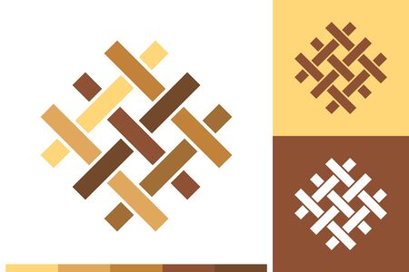 Vector Logo, Icon or Sign with Flooring, Parquet, Laminate, Tiles, Carpentry, Timber Elements in Natural Colors for Business, Company Branding Design or Shop Labels.のイラスト素材