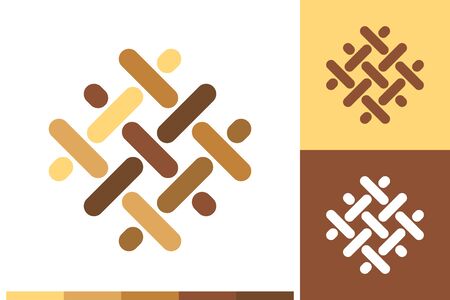 Vector Logo, Icon or Sign with Flooring, Parquet, Laminate, Lumber, Carpentry, Hardwood Elements in Natural Colors for Business, Company Brand Design or Shop Labels.のイラスト素材