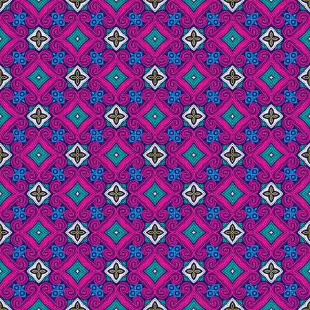 Seamless Abstract Pattern Arabesque Geometric Illustration Background. Arabic, Portugal, Oriental Floral Damask for Rug, Tile, Textile, Digital Paper, Fabric Texture.の写真素材