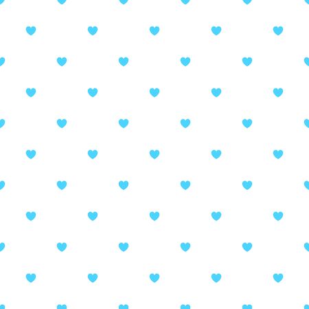 Cute Blue Seamless Polka Heart Vector Pattern Background for Valentine Day - February 14, 8 March, Mother's Day, Marriage, Birth Celebration. Romantic Girlish Design.のイラスト素材