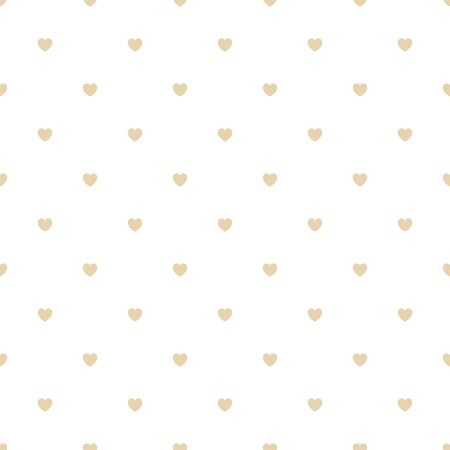 Cute Gold Seamless Polka Heart Vector Pattern Background for Valentine Day - February 14, 8 March, Mother's Day, Marriage, Birth Celebration. Romantic Girlish Design.のイラスト素材