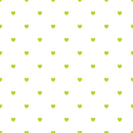 Cute Green Seamless Polka Heart Vector Pattern Background for Valentine Day - February 14, 8 March, Mother's Day, Marriage, Birth Celebration. Romantic Girlish Design.のイラスト素材