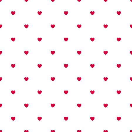 Cute Red Seamless Polka Heart Vector Pattern Background for Valentine Day - February 14, 8 March, Mother's Day, Marriage, Birth Celebration. Romantic Girlish Design.のイラスト素材