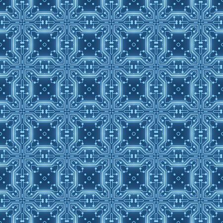 Circuit Board Seamless Pattern, Digital Background. Creative Futuristic Hardware Motherboard illustration. Information Technology, High-tech Business, Database Texture, Artificial Intelligenceの写真素材