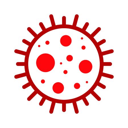 Corona Virus, Covid-19, nCOV, MERS-CoV Novel Coronavirus Cell Stamp. Covid 19 Red Vector. Epidemic Warning Symbol or Sign, Risk Zone Sticker. Asian Respiratory Syndrome Disease.のイラスト素材