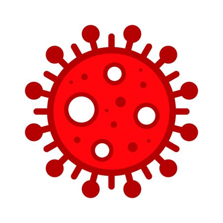Corona Virus, Covid-19, nCOV, MERS-CoV Novel Coronavirus Cell Stamp. Covid 19 Red Vector. Epidemic Warning Symbol or Sign, Risk Zone Sticker. Asian Respiratory Syndrome Disease.のイラスト素材