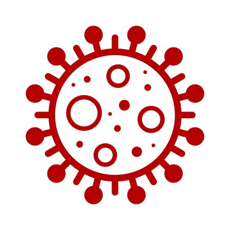 Corona Virus, Covid-19, nCOV, MERS-CoV Novel Coronavirus Cell Stamp. Covid 19 Red Vector. Epidemic Warning Symbol or Sign, Risk Zone Sticker. Asian Respiratory Syndrome Disease.のイラスト素材