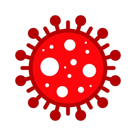 Corona Virus, Covid-19, nCOV, MERS-CoV Novel Coronavirus Cell Stamp. Covid 19 Red Vector. Epidemic Warning Symbol or Sign, Risk Zone Sticker. Asian Respiratory Syndrome Disease.のイラスト素材