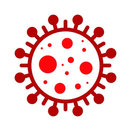Corona Virus, Covid-19, nCOV, MERS-CoV Novel Coronavirus Cell Stamp. Covid 19 Red Vector. Epidemic Warning Symbol or Sign, Risk Zone Sticker. Asian Respiratory Syndrome Disease.のイラスト素材