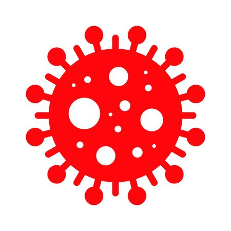 Corona Virus, Covid-19, nCOV, MERS-CoV Novel Coronavirus Cell Stamp. Covid 19 Red Vector. Epidemic Warning Symbol or Sign, Risk Zone Sticker. Asian Respiratory Syndrome Disease.のイラスト素材