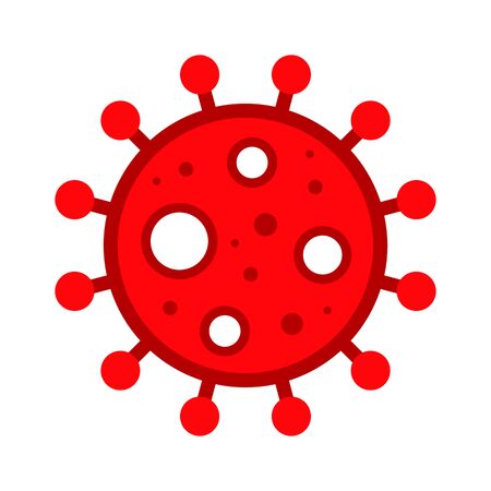 Corona Virus, Covid-19, nCOV, MERS-CoV Novel Coronavirus Cell Stamp. Covid 19 Red Vector. Epidemic Warning Symbol or Sign, Risk Zone Sticker. Asian Respiratory Syndrome Disease.のイラスト素材