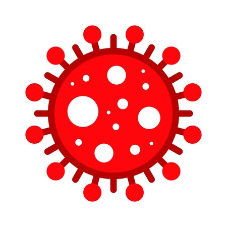 Corona Virus, Covid-19, nCOV, MERS-CoV Novel Coronavirus Cell Stamp. Covid 19 Red Vector. Epidemic Warning Symbol or Sign, Risk Zone Sticker. Asian Respiratory Syndrome Disease.のイラスト素材
