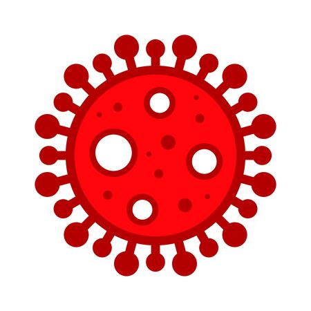 Corona Virus, Covid-19, nCOV, MERS-CoV Novel Coronavirus Cell Stamp. Covid 19 Red Vector. Epidemic Warning Symbol or Sign, Risk Zone Sticker. Asian Respiratory Syndrome Disease.のイラスト素材