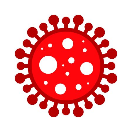 Corona Virus, Covid-19, nCOV, MERS-CoV Novel Coronavirus Cell Stamp. Covid 19 Red Vector. Epidemic Warning Symbol or Sign, Risk Zone Sticker. Asian Respiratory Syndrome Disease.のイラスト素材