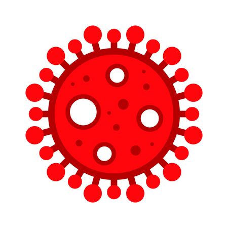 Corona Virus, Covid-19, nCOV, MERS-CoV Novel Coronavirus Cell Stamp. Covid 19 Red Vector. Epidemic Warning Symbol or Sign, Risk Zone Sticker. Asian Respiratory Syndrome Disease.のイラスト素材
