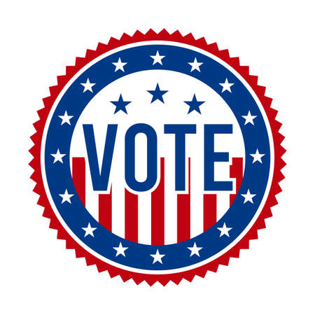 2020 Presidential Election Vote Badge - United States of America. USA Patriotic Stars and Stripes. American Democratic / Republican Support Pin, Emblem, Stamp or Button. November 3のイラスト素材