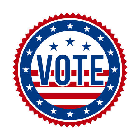 2020 Presidential Election Vote Badge - United States of America. USA Patriotic Stars and Stripes. American Democratic / Republican Support Pin, Emblem, Stamp or Button. November 3のイラスト素材