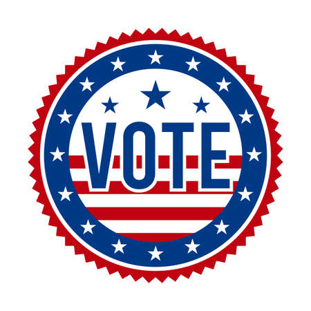2020 Presidential Election Vote Badge - United States of America. USA Patriotic Stars and Stripes. American Democratic / Republican Support Pin, Emblem, Stamp or Button. November 3のイラスト素材