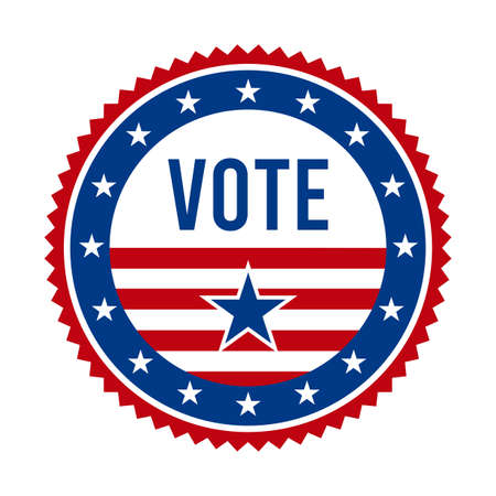 2020 Presidential Election Vote Badge - United States of America. USA Patriotic Stars and Stripes. American Democratic / Republican Support Pin, Emblem, Stamp or Button. November 3のイラスト素材