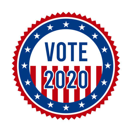 2020 Presidential Election Vote Badge - United States of America. USA Patriotic Stars and Stripes. American Democratic / Republican Support Pin, Emblem, Stamp or Button. November 3のイラスト素材