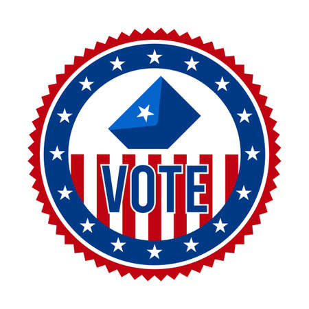 2020 Presidential Election Vote Badge - United States of America. USA Patriotic Stars and Stripes. American Democratic / Republican Support Pin, Emblem, Stamp or Button. November 3のイラスト素材