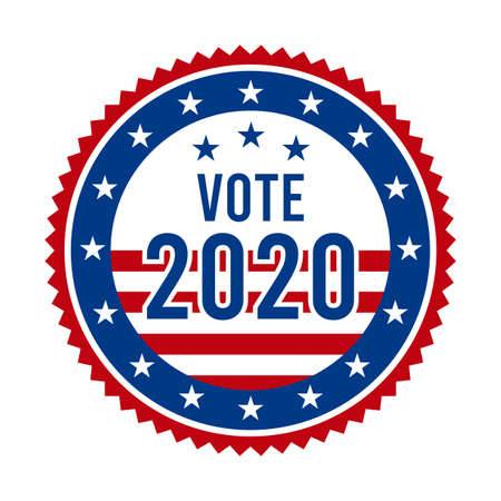 2020 Presidential Election Vote Badge - United States of America. USA Patriotic Stars and Stripes. American Democratic / Republican Support Pin, Emblem, Stamp or Button. November 3のイラスト素材