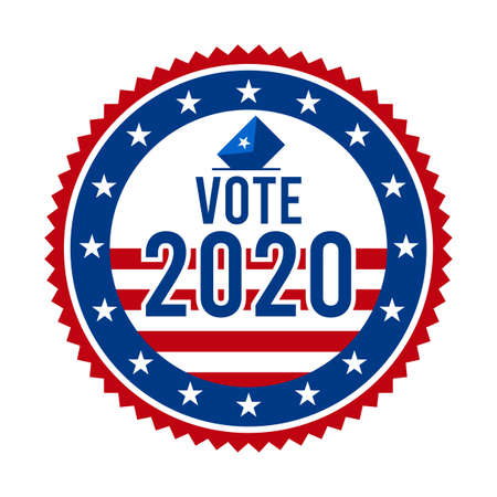 2020 Presidential Election Vote Badge - United States of America. USA Patriotic Stars and Stripes. American Democratic / Republican Support Pin, Emblem, Stamp or Button. November 3のイラスト素材