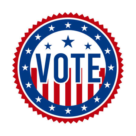 2020 Presidential Election Vote Badge - United States of America. USA Patriotic Stars and Stripes. American Democratic / Republican Support Pin, Emblem, Stamp or Button. November 3のイラスト素材