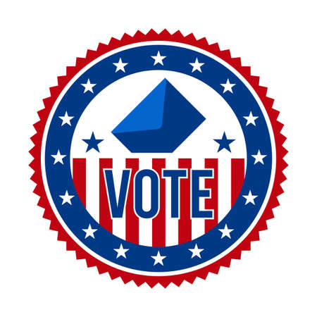 2020 Presidential Election Vote Badge - United States of America. USA Patriotic Stars and Stripes. American Democratic / Republican Support Pin, Emblem, Stamp or Button. November 3のイラスト素材
