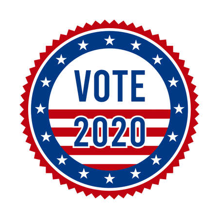 2020 Presidential Election Vote Badge - United States of America. USA Patriotic Stars and Stripes. American Democratic / Republican Support Pin, Emblem, Stamp or Button. November 3のイラスト素材