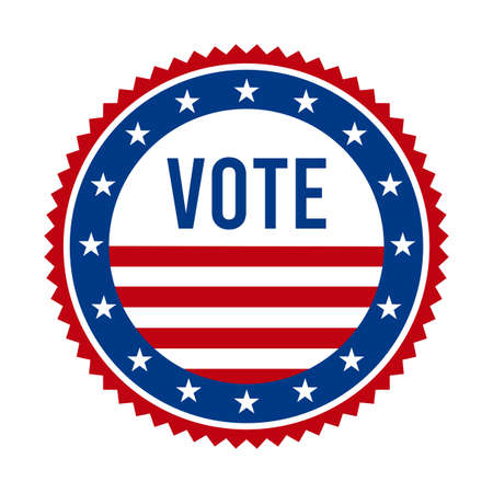 2020 Presidential Election Vote Badge - United States of America. USA Patriotic Stars and Stripes. American Democratic / Republican Support Pin, Emblem, Stamp or Button. November 3のイラスト素材
