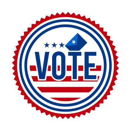 2020 Presidential Election Vote Badge. USA Patriotic Stars and Stripes. United States of America Democratic or Republican President Party Support Pin, Stamp, Brooch or Button.のイラスト素材