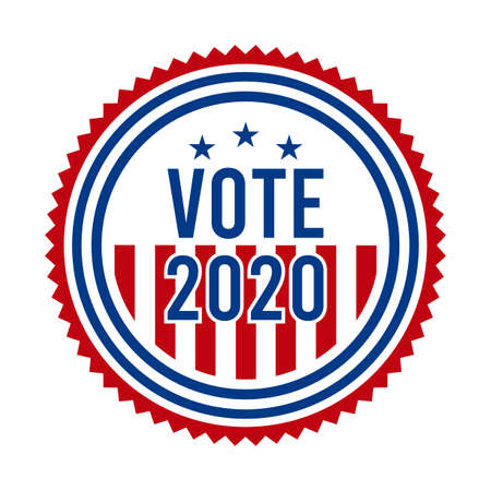 2020 Presidential Election Vote Badge. USA Patriotic Stars and Stripes. United States of America Democratic or Republican President Party Support Pin, Stamp, Brooch or Button.のイラスト素材