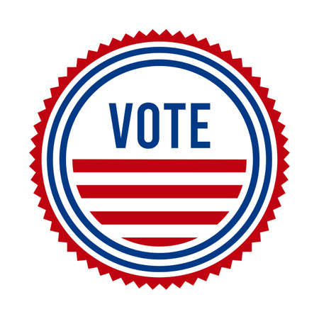 2020 Presidential Election Vote Badge. USA Patriotic Stars and Stripes. United States of America Democratic or Republican President Party Support Pin, Stamp, Brooch or Button.のイラスト素材