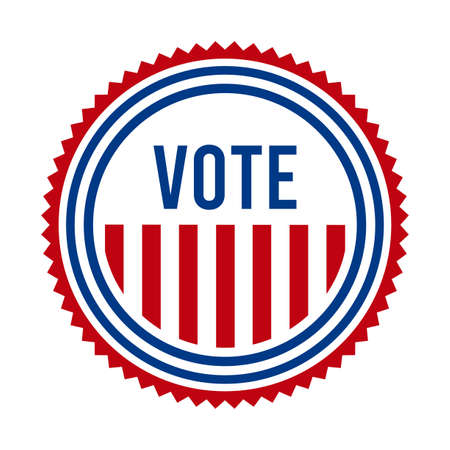 2020 Presidential Election Vote Badge. USA Patriotic Stars and Stripes. United States of America Democratic or Republican President Party Support Pin, Stamp, Brooch or Button.のイラスト素材