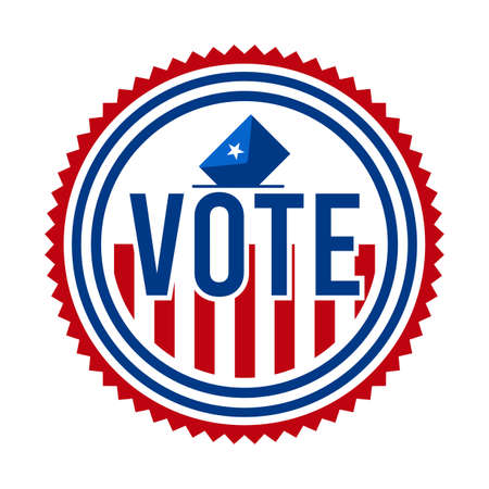 2020 Presidential Election Vote Badge. USA Patriotic Stars and Stripes. United States of America Democratic or Republican President Party Support Pin, Stamp, Brooch or Button.のイラスト素材