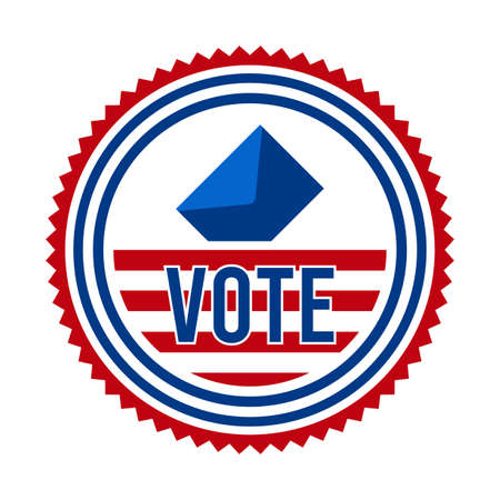 2020 Presidential Election Vote Badge. USA Patriotic Stars and Stripes. United States of America Democratic or Republican President Party Support Pin, Stamp, Brooch or Button.のイラスト素材