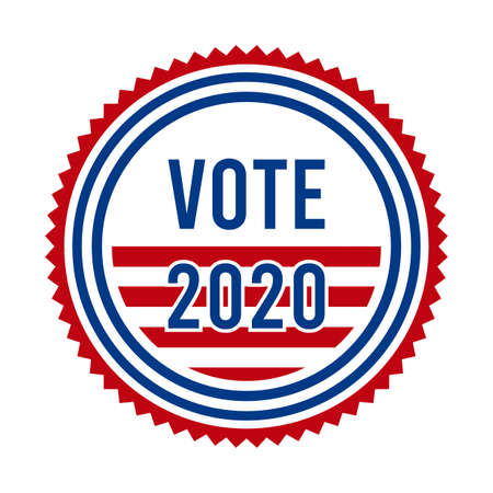 2020 Presidential Election Vote Badge. USA Patriotic Stars and Stripes. United States of America Democratic or Republican President Party Support Pin, Stamp, Brooch or Button.のイラスト素材