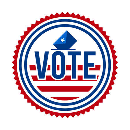 2020 Presidential Election Vote Badge. USA Patriotic Stars and Stripes. United States of America Democratic or Republican President Party Support Pin, Stamp, Brooch or Button.のイラスト素材