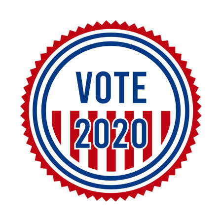 2020 Presidential Election Vote Badge. USA Patriotic Stars and Stripes. United States of America Democratic or Republican President Party Support Pin, Stamp, Brooch or Button.のイラスト素材