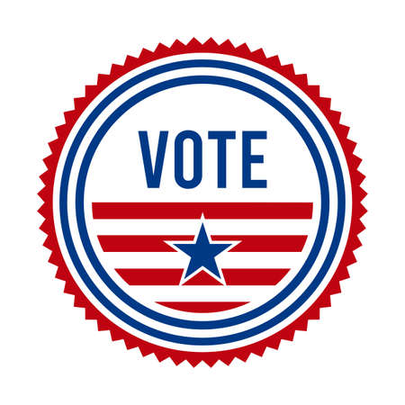 2020 Presidential Election Vote Badge. USA Patriotic Stars and Stripes. United States of America Democratic or Republican President Party Support Pin, Stamp, Brooch or Button.のイラスト素材