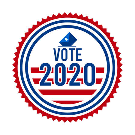 2020 Presidential Election Vote Badge. USA Patriotic Stars and Stripes. United States of America Democratic or Republican President Party Support Pin, Stamp, Brooch or Button.のイラスト素材