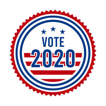 2020 Presidential Election Vote Badge. USA Patriotic Stars and Stripes. United States of America Democratic or Republican President Party Support Pin, Stamp, Brooch or Button.のイラスト素材