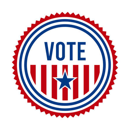 2020 Presidential Election Vote Badge. USA Patriotic Stars and Stripes. United States of America Democratic or Republican President Party Support Pin, Stamp, Brooch or Button.のイラスト素材