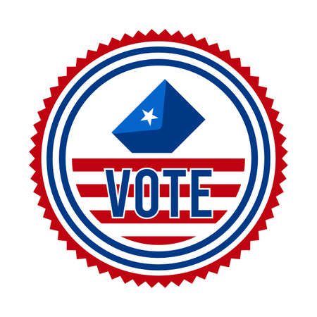 2020 Presidential Election Vote Badge. USA Patriotic Stars and Stripes. United States of America Democratic or Republican President Party Support Pin, Stamp, Brooch or Button.のイラスト素材