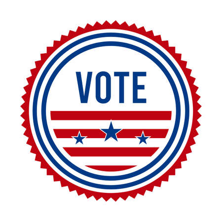 2020 Presidential Election Vote Badge - United States of America. USA Patriotic Symbol - American Flag. Democratic / Republican Support Pin, Emblem, Stamp or Button. November 3のイラスト素材