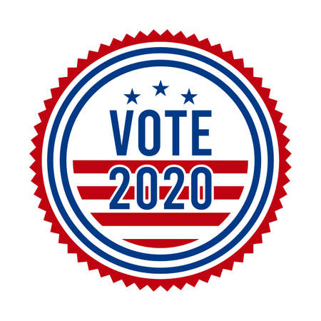 2020 Presidential Election Vote Badge - United States of America. USA Patriotic Symbol - American Flag. Democratic / Republican Support Pin, Emblem, Stamp or Button. November 3のイラスト素材