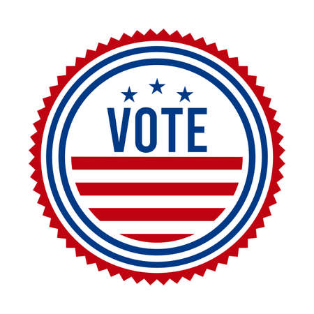 2020 Presidential Election Vote Badge - United States of America. USA Patriotic Symbol - American Flag. Democratic / Republican Support Pin, Emblem, Stamp or Button. November 3のイラスト素材