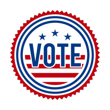 2020 Presidential Election Vote Badge - United States of America. USA Patriotic Symbol - American Flag. Democratic / Republican Support Pin, Emblem, Stamp or Button. November 3のイラスト素材